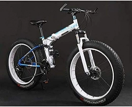 baozge Bike baozge Folding Mountain Bike Bicycle Fat Tire Dual-Suspension MBT Bikes High-Carbon Steel Frame Double Disc Brake Aluminum Pedals and Stems C 20 inch 21 Speed
