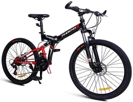 NOLOGO Bike Bicycle 24-Speed Mountain Bikes, Folding High-carbon Steel Frame Mountain Trail Bike, Dual Suspension Kids Adult Mens Mountain Bicycle, Blue, 26Inch, Size:26Inch (Color : Red, Size : 24Inch)