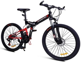 NOLOGO Bike Bicycle 24-Speed Mountain Bikes, Folding High-carbon Steel Frame Mountain Trail Bike, Dual Suspension Kids Adult Mens Mountain Bicycle, Blue, 26Inch, Size:26Inch (Color : Red, Size : 26Inch)