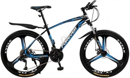 BWJL Folding Mountain Bike Bicycle 26 Inch 21 / 24 / 27 / 30 Speed Mountain Bikes, Hard Tail Mountain Bicycle, Lightweight Bicycle with Adjustable Seat Double Disc Brake, black blue, 21 Speed