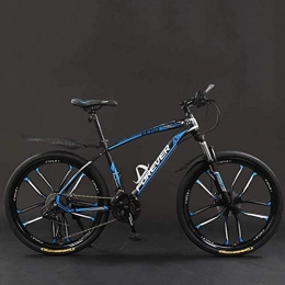 BWJL Folding Mountain Bike Bicycle 26 Inch 21 / 24 / 27 / 30 Speed Mountain Bikes, Hard Tail Mountain Bicycle Lightweight Bicycle, with Adjustable Seat Double Disc Brake, black blue, 27 Speed