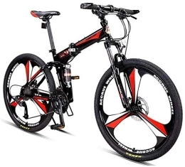 NOLOGO Folding Mountain Bike Bicycle 26 Inch Mountain Bikes, 27 Speed Overdrive Mountain Trail Bike, Foldable High-carbon Steel Frame Hardtail Mountain Bike ( Color : Red )
