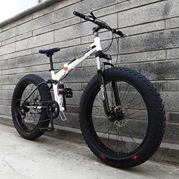 CHHD Folding Mountain Bike Bicycle Folding Bike High Carbon Steel Frame Cycle Cruiser 21speed 24 Inches 4.0 Fat Tyre Snow Sand Bike, Folding Bicycle Fat Tire Mountain Bike Bicycle Adult Road Bike