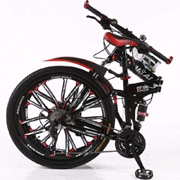 CDPC Folding Mountain Bike Bicycle. Folding Mountain Bikes, Suspended Three-pole Folding Bikes. 21-speed Disc Brake Front Beam Package. Non-slip, White And Black. (Color : Black, Size : 26 inches)