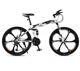 NOLOGO Folding Mountain Bike Bicycle Mountain Folding Bike For Adult, 24" 21-speed Variable-speed Mountain Bike, Double Shock-absorbing Double Disc Brake Student MTB Racing, Road / Flat Ground / Work Universal Bicycles