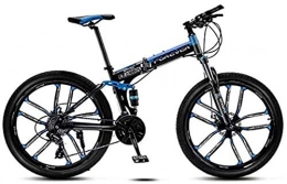 YANQ Bike Bicycles Mountain Bike, 26 inch Full Suspension Adults Children Bicycle, Hydraulic Disc Brake, Folding Bicycles Mountain, Blue Spokes 10, 24 Speed