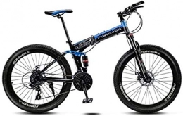 YANQ Bike Bicycles Mountain Bike, 26 inch Full Suspension Adults Children Bicycle, Hydraulic Disc Brake, Folding Bicycles Mountain, Blue Spokes, 24 Speed