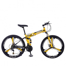 Blssom Folding Mountain Bike Blssom Adult Mountain Bikes, 26in Carbon Steel Mountain Bike 21 Speed Bicycle Full Suspension MTB, 21 Speed Gears Dual Disc Brakes Mountain Bicycle (C, 1PC)