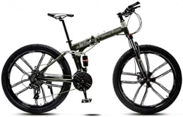 HongLianRiven Bike BMX Mountain Folding Bike Unisex, 24" 24-speed Variable-speed Bike, Double Shock-absorbing 10-knife Wheels Student MTB Racing, Road / Flat Ground 7-14 (Color : Army Green, Size : 24 speed)