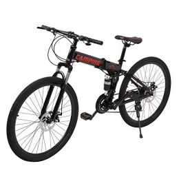 Bonnlo 26-inch Folding Mountain Bike, 21 Speed Mountain Bicycle Foldable With High Carbon Steel Frame & Double Disc Brake, Front Suspension Anti-Skid Shock-absorbing Front Fork, Outdoor Adult Bike