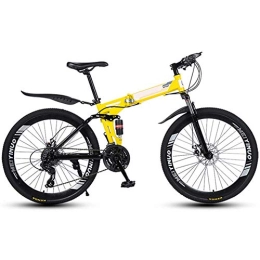 BXU-BG Bike BXU-BG Outdoor sports Folding Mountain Bike 21 Speed Mountain Bike 26 Inches Dual Suspension Bicycle And Double Disc Brake (Color : Yellow)