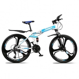BXU-BG Folding Mountain Bike BXU-BG Outdoor sports Folding Mountain Bike, 26 Inch, 27 Speed, Variable Speed, Double Disc Brakes, Shock Absorption, OffRoad Bicycle, Adult Men Outdoor Riding, Yellow (Color : Blue)