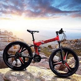 AXWT Bike BXWT Folding Mountain Bike, Snowmobile Beach Bikes, Dual Disc Brake Bikes, 24 Inch Aluminum Alloy Rims, (Color : Black, Size : 21 Speed)