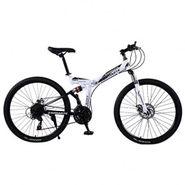 CAI-HAI Bike CAI-HAI Adult mountain bikes, 24-inch folding mountain bikes, 21-speed bicycles, full suspension mountain bikes, gear double disc brakes essential for travel (White)