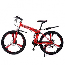 Chenbz Bike Chenbz Mountain Bike Folding Bikes, 21Speed Double Disc Brake Full Suspension AntiSlip, Lightweight Aluminum Frame, Suspension Fork, Multiple Colors24 Inch / 26 Inch (Color : Red2, Size : 24 inch)