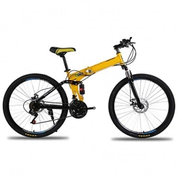 Chenbz Bike Chenbz Outdoor sports 21Speed Folding Mountain Bike, Full Suspension Bicycles, Carbon Steel Frame, Dual Disc Brake, 26inch Wheels Mountain Bike (Color : Yellow)