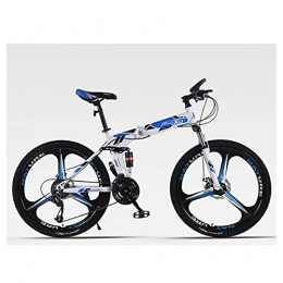 Chenbz Bike Chenbz Outdoor sports 26" Folding Mountain Bike 27 Speed Dual Suspension Bicycle Dual Disc Brake Bike (Color : Blue)