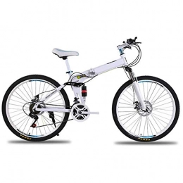 Chenbz Folding Mountain Bike Chenbz Outdoor sports 26 Inch Mountain Bike Carbon Steel Folding Frame 24 Speed Shift Mountain Bike Bicycle Folding Bike with Dual Suspension (Color : White)