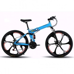 Chenbz Folding Mountain Bike Chenbz Outdoor sports 26Inch Mountain Bike, Folding Bicycles, Full Suspension And Dual Disc Brake, Carbon Steel Frame 27Speed Bike (Color : Blue)