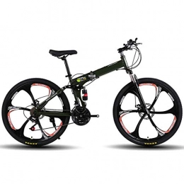 Chenbz Bike Chenbz Outdoor sports 26Inch Mountain Bike, Folding Bicycles, Full Suspension And Dual Disc Brake, Carbon Steel Frame 27Speed Bike (Color : Green)