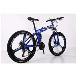 Chenbz Folding Mountain Bike Chenbz Outdoor sports Mountain Bike 26 Inches 3 Spoke Wheels Full Suspension Folding Bike 2130 Speeds MTB Bicycle with Dual Disc Brakes (Color : Blue, Size : 24 Speed)