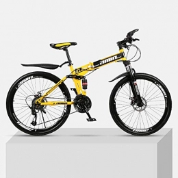 Chengke Yipin Folding Mountain Bike Chengke Yipin Mountain bike 24 inch collapsible high carbon steel frame double shock absorption variable speed male and female students off-road bicycle-yellow_21 speed