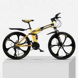 Chengke Yipin Outdoor mountain bike 26 inch one wheel foldable high carbon steel frame double disc brakes unisex student mountain bike-yellow_27 speed
