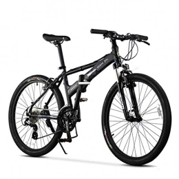 Creing Folding Mountain Bike City Bike 26 Inch 24-Speed Commuter Bicycle Fold Aluminum Alloy Frame For Unisex Adult, black