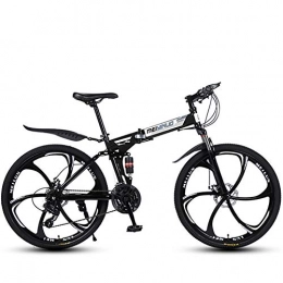 CJCJ-LOVE Bike CJCJ-LOVE Folding Mountain Bike for Adult, 26 Inch Foldable Lightweight Aluminum Full Suspension Frame Road Bikes, Fork Disc Brake Shock-Absorbing Bicycle, black 6 Spoke, 24 Speed
