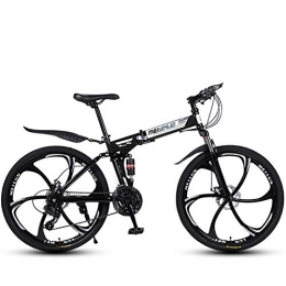 CJCJ-LOVE Bike CJCJ-LOVE Folding Mountain Bike for Adult, 26 Inch Foldable Lightweight Aluminum Full Suspension Frame Road Bikes, Fork Disc Brake Shock-Absorbing Bicycle, black 6 Spoke, 27 Speed