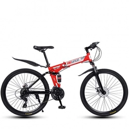 Cloth-YG Bike Cloth-YG Folding Adult Variable Speed 26 Inch Mountain Bike, 21-24 - 27 Speeds Lightweight High-carbon steel Frame Bikes, Shock Absorption Dual Disc Brake Bicycle, Red, 21speed
