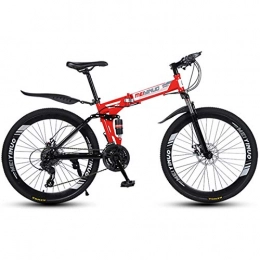 Alapaste Folding Mountain Bike Comfortable Breathable Soft Handlebar Bike, ERGONOMIC DESIGN Adjustable Saddle Bike, 34.1 Inch 21 Speed Double Disc Brake Mountain Bikes-Red 34.1 inch.21 speed