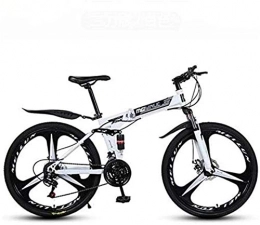 Clothes Bike Commuter City Road Bike Mountain Bike for Adults, Folding Bicycle High Carbon Steel Frame, Full Suspension MTB Bikes, Double Disc Brake, PVC Pedals Unisex ( Color : White , Size : 26 inch 24 speed )