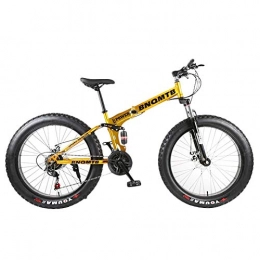 BLTR Folding Mountain Bike Convenient Adult Foldable Beach Snowmobile Mountain Fat Bike 24 / 26 Inch Wheel 27 Speed Sports Cycling Road Bicycle Men Frame Ride (Color : Gold, Size : 27 Speed)