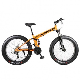 BLTR Folding Mountain Bike Convenient Adult Foldable Beach Snowmobile Mountain Fat Bike 24 / 26 Inch Wheel 27 Speed Sports Cycling Road Bicycle Men Frame Ride (Color : Orange, Size : 27 Speed)
