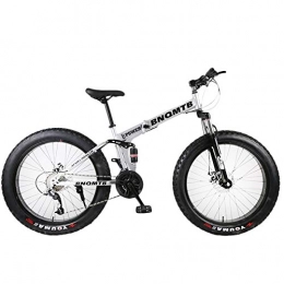 BLTR Folding Mountain Bike Convenient Adult Foldable Beach Snowmobile Mountain Fat Bike 24 / 26 Inch Wheel 27 Speed Sports Cycling Road Bicycle Men Frame Ride (Color : Silver, Size : 27 Speed)