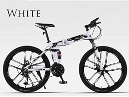 BLTR Folding Mountain Bike Convenient Mountain Bike Folding Bicycle 26 Inch Speed Off-road Double Shock Absorbing Racing Student Adult Men And Women (Color : White, Size : 26 inch 24 speed)