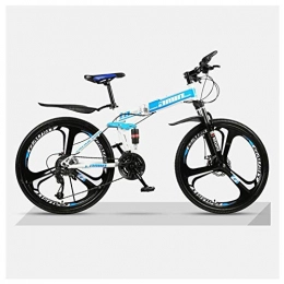 COSCANA Folding Mountain Bike COSCANA 26 Inch Folding Mountain Bike Disc Brakes 21-27 Speed Bikes, 3 Spoke Wheels Bicycle Full Suspension High Carbon Steel Frame MTBBlue-24 Speed