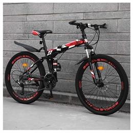 COSCANA Folding Mountain Bike COSCANA 26inch Folding Mountain Bike, Unisex Bicycle, Full Suspension MTB Bikes, Double Disc Brake Bicycles Cycling For Men And WomenRed-21 Speed