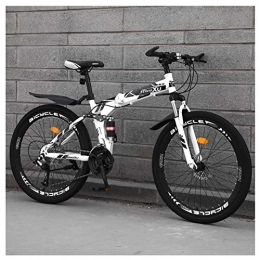 COSCANA Bike COSCANA 26inch Folding Mountain Bike, Unisex Bicycle, Full Suspension MTB Bikes, Double Disc Brake Bicycles Cycling For Men And WomenWhite-27 Speed