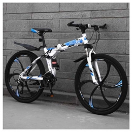 COSCANA Bike COSCANA Folding Mountain Bike, 26in 21-27 Speed High Carbon Steel Mountain Bicycle For Unisex, Full Suspension Dual Disc Brake Outdoor BikesBlue-27 Speed