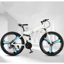 COUYY Folding Mountain Bike COUYY Bicycle 21-speed foldable variable speed one-wheel mountain bike male and female adult student bicycle road bike, White, 24