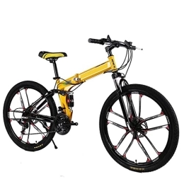 COUYY Folding Mountain Bike COUYY Bicycle Adult Damping Mountain Bike Double Disc Brake One Wheel Off-road Speed Bicycle Folding Mountain Bike, 24 speed, 26 inches