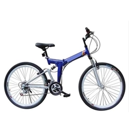 COUYY Folding Mountain Bike COUYY Folding bicycle, 24-26 inch 21 speed folding mountain bike, front and rear V brakes shock absorber mountain bike Speed ​​car, Blue, 24inches