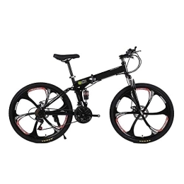 COUYY Folding Mountain Bike COUYY Folding Bike with 21 / 24 / 27-Speed Drivetrain, Double Disc Brake, 24 / 26-Inch Wheels for Urban Riding and Commuting, Black, 24 inch24 speed