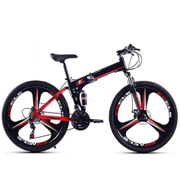 COUYY Folding Mountain Bike COUYY Folding bikes, folding mountain bikes steel frame double disc brakes shocking men's off-road youth road ladies racing, Red