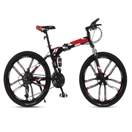 COUYY Folding Mountain Bike COUYY Mountain bike, men and women 26" folding mountain bike, high carbon steel 21 speed adult off-road racing shock absorber disc brake soft tail, A