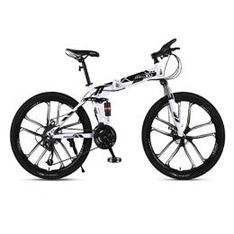 COUYY Folding Mountain Bike COUYY Mountain bike, men and women 26" folding mountain bike, high carbon steel 21 speed adult off-road racing shock absorber disc brake soft tail, B