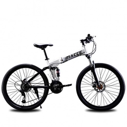 CPURSUE Bike CPURSUE Bicycle, Mountain Bike, Foldable Bicycle, 26 Inch, Variable Speed Dual Shock Absorption, 24 Speed, Double Disc Brake, White
