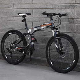 CPY-EX Bike CPY-EX Mountain Bike, Folding Mountain Bike 21 / 24 / 27 Speed Bicycle Full Suspension MTB Foldable Frame 26" Spoke Hub, C, 24